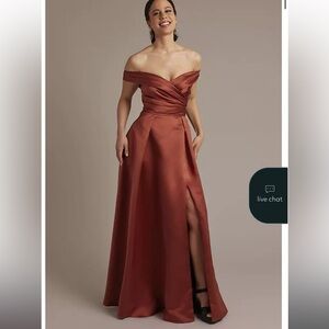 DB Studio Satin Off-Shoulder Ball Gown